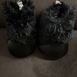 Build A Bear Black Furry Boots Shoes Accessory
